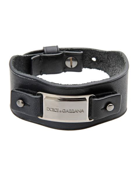 bracelet homme cuir dolce gabbana|Bracelet en cuir de veau en Noir pour homme .